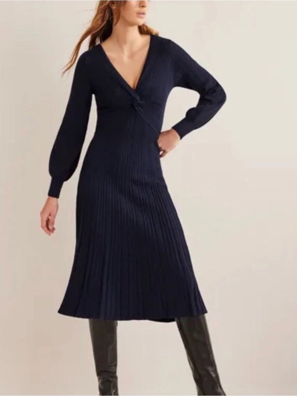 Boden Navy Twist Knit Dress